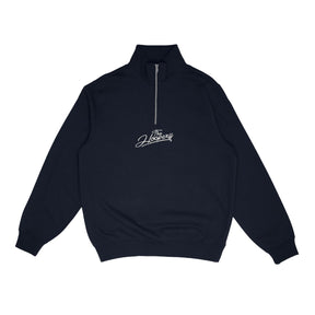 Embroidered 'Script' Half Zip Crew - Navy