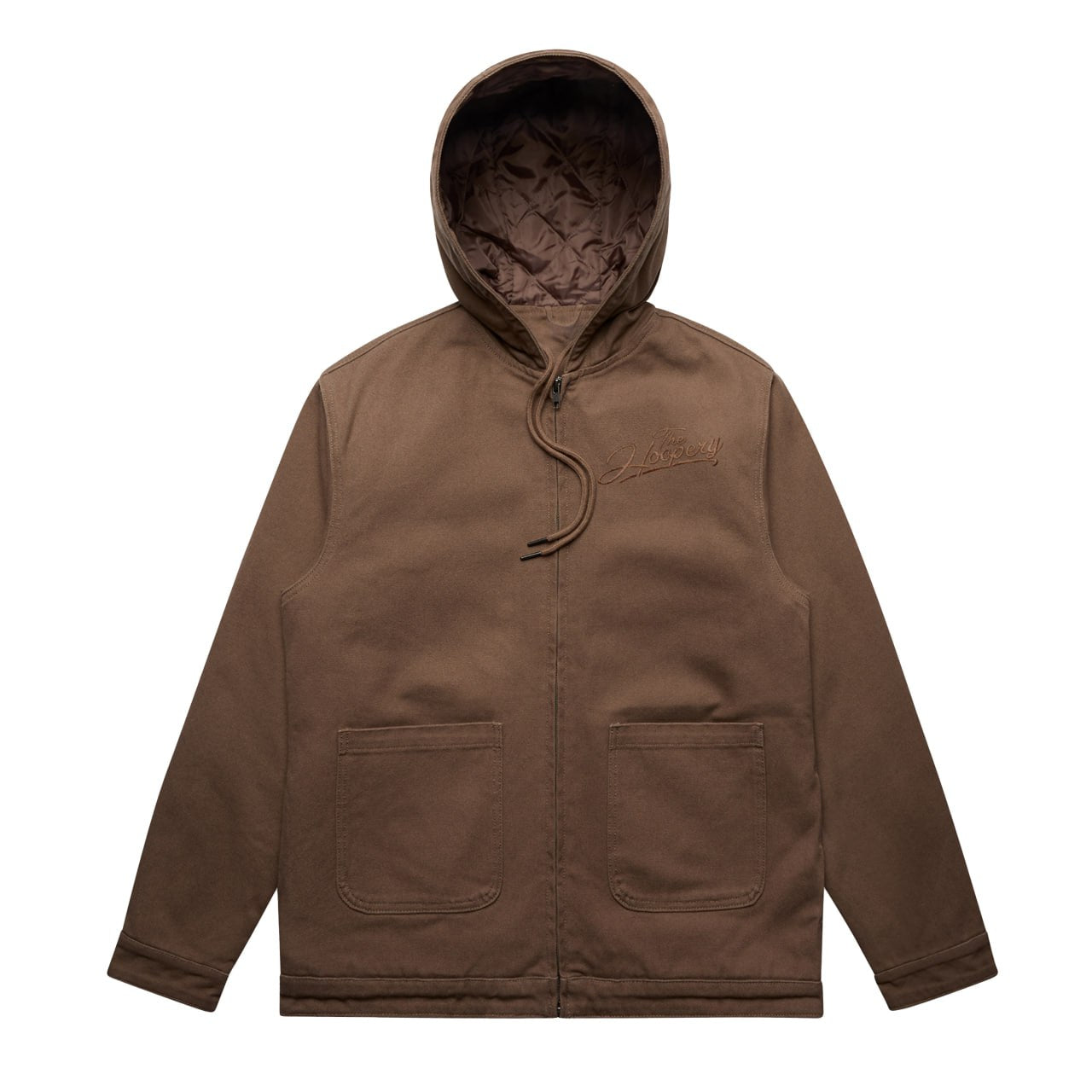 Embroidered 'Script' Canvas Hooded Jacket - Brown